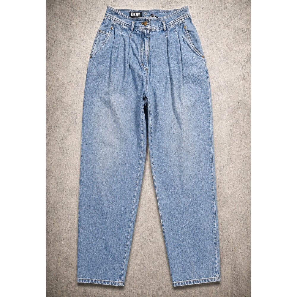 VINTAGE DKNY HIGH WAIST JEANS WOMENS 12 PLEATED MOM DENIM 90S HONG KONG